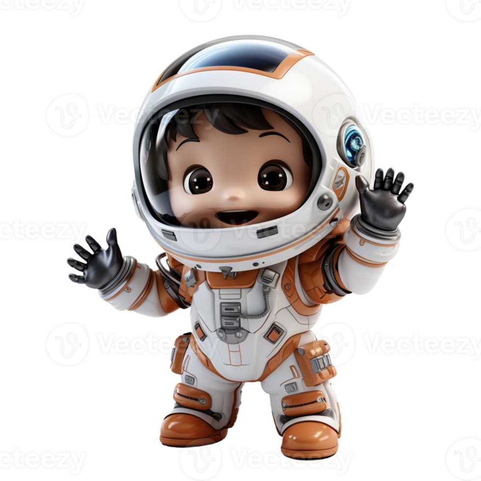 ai generado 3d ilustración un linda astronauta personaje en aislado transparente antecedentes png, generado con ai png