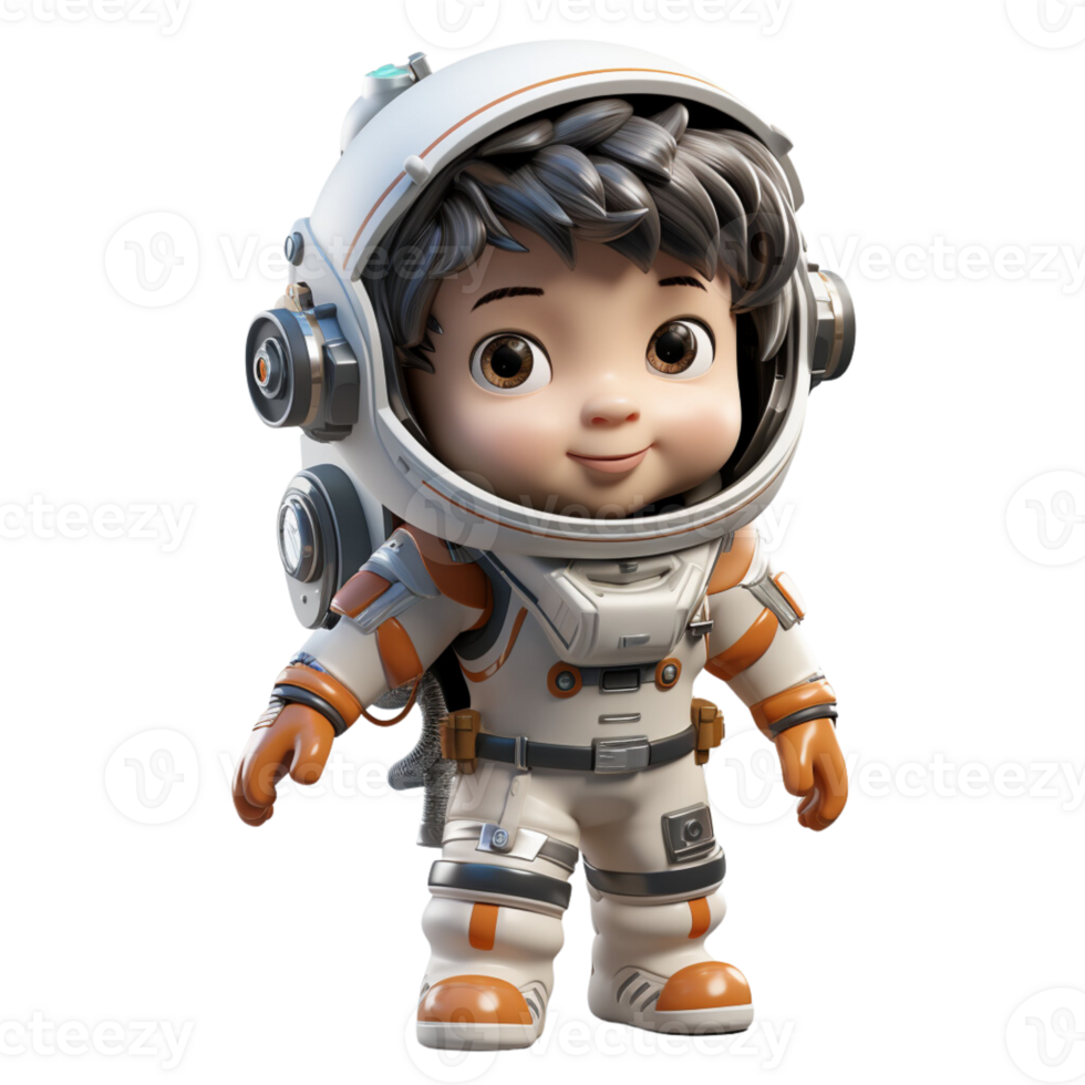 AI generated 3d illustration a cute astronaut character on isolated transparent background png, generated with AI png