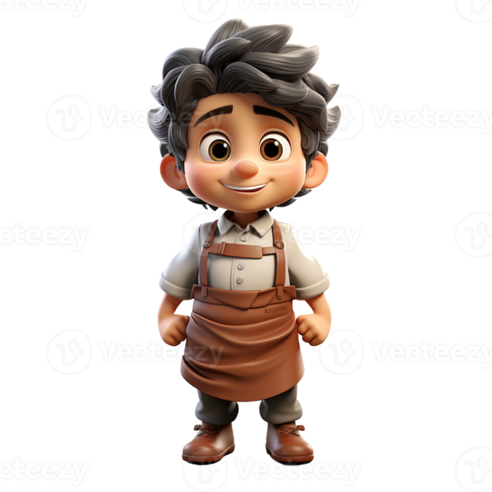 AI generated 3d rendered illustration of a kitchen chef on isolated transparent background png, generated with AI png