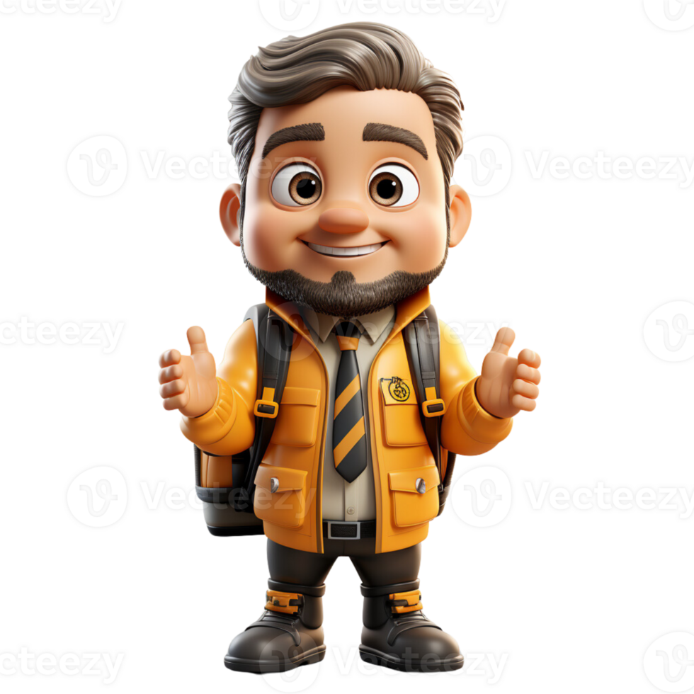AI generated a 3d School Bus Driver on isolated transparent background png, generated with AI png