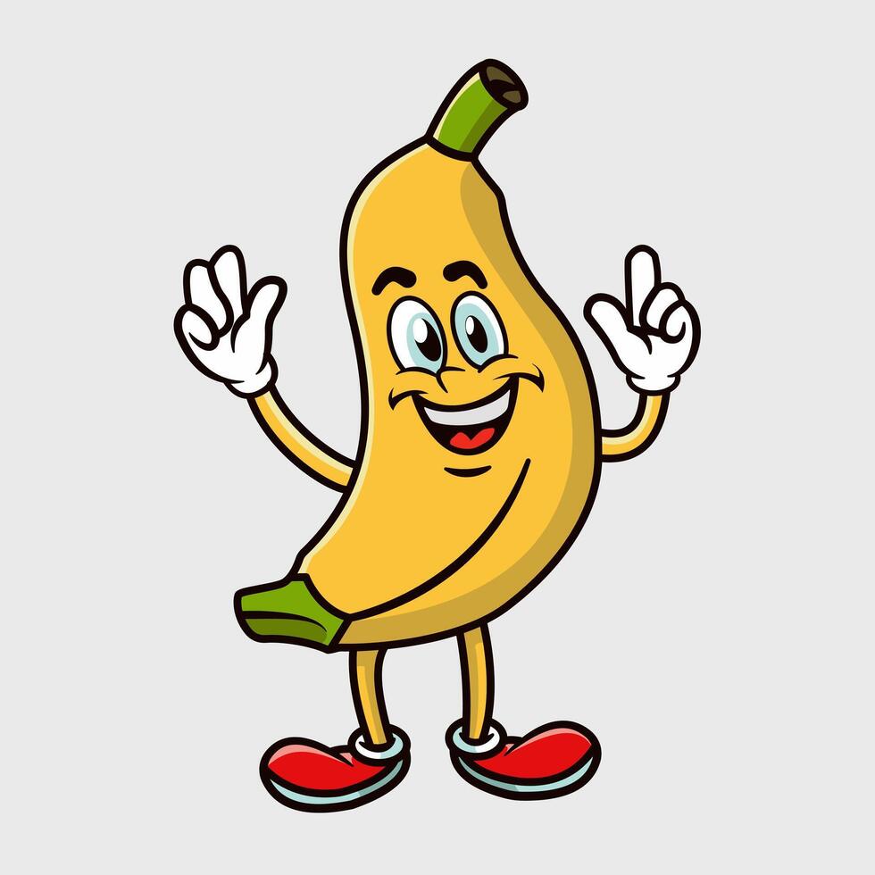 contento plátano personaje ilustración vector