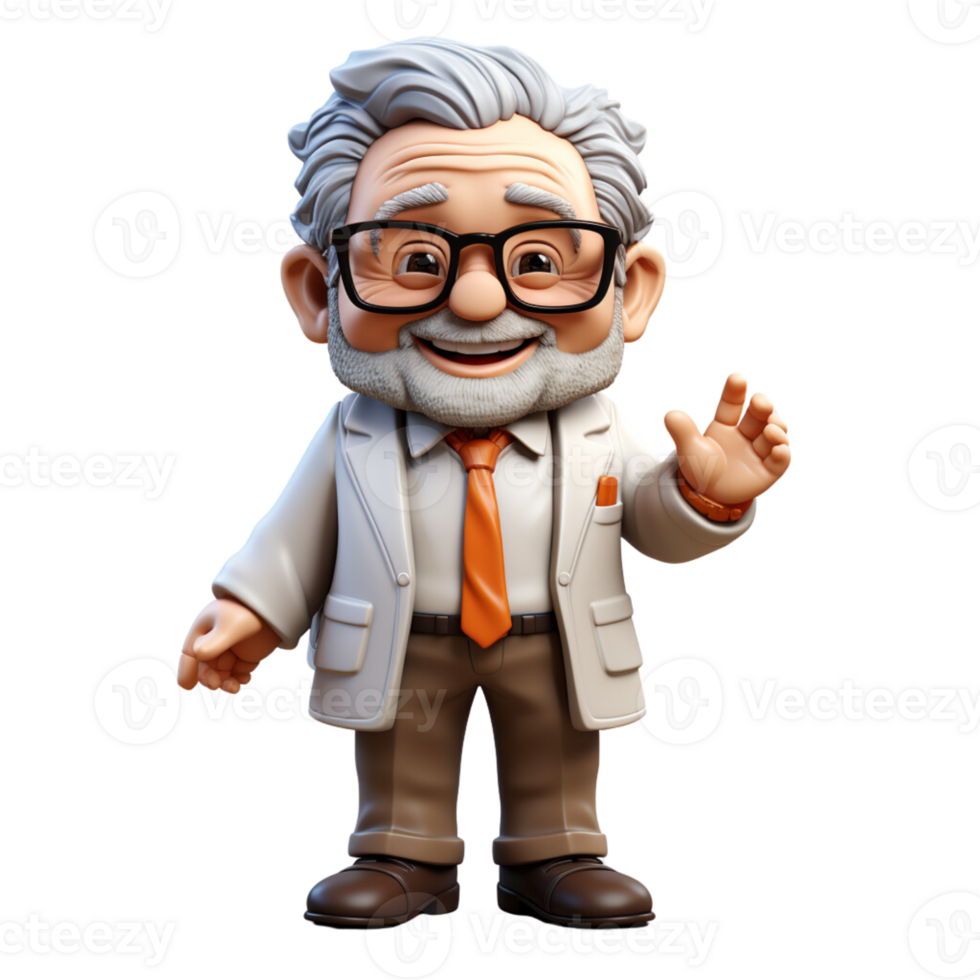 AI generated a 3d cartoon business man with suit on isolated transparent background png, generated with AI png