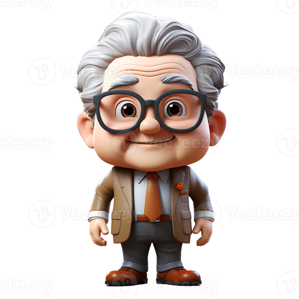 AI generated a 3d cartoon business man with suit on isolated transparent background png, generated with AI png