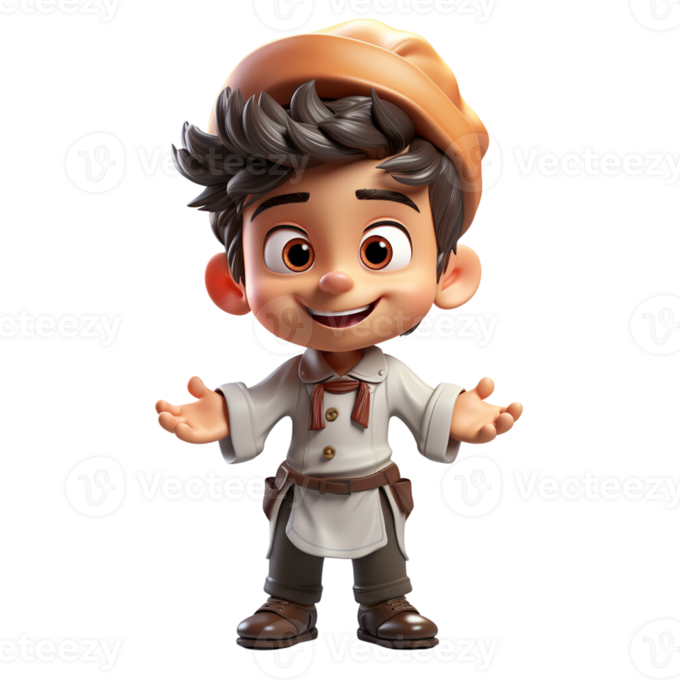 AI generated 3d rendered illustration of a kitchen chef on isolated transparent background png, generated with AI png