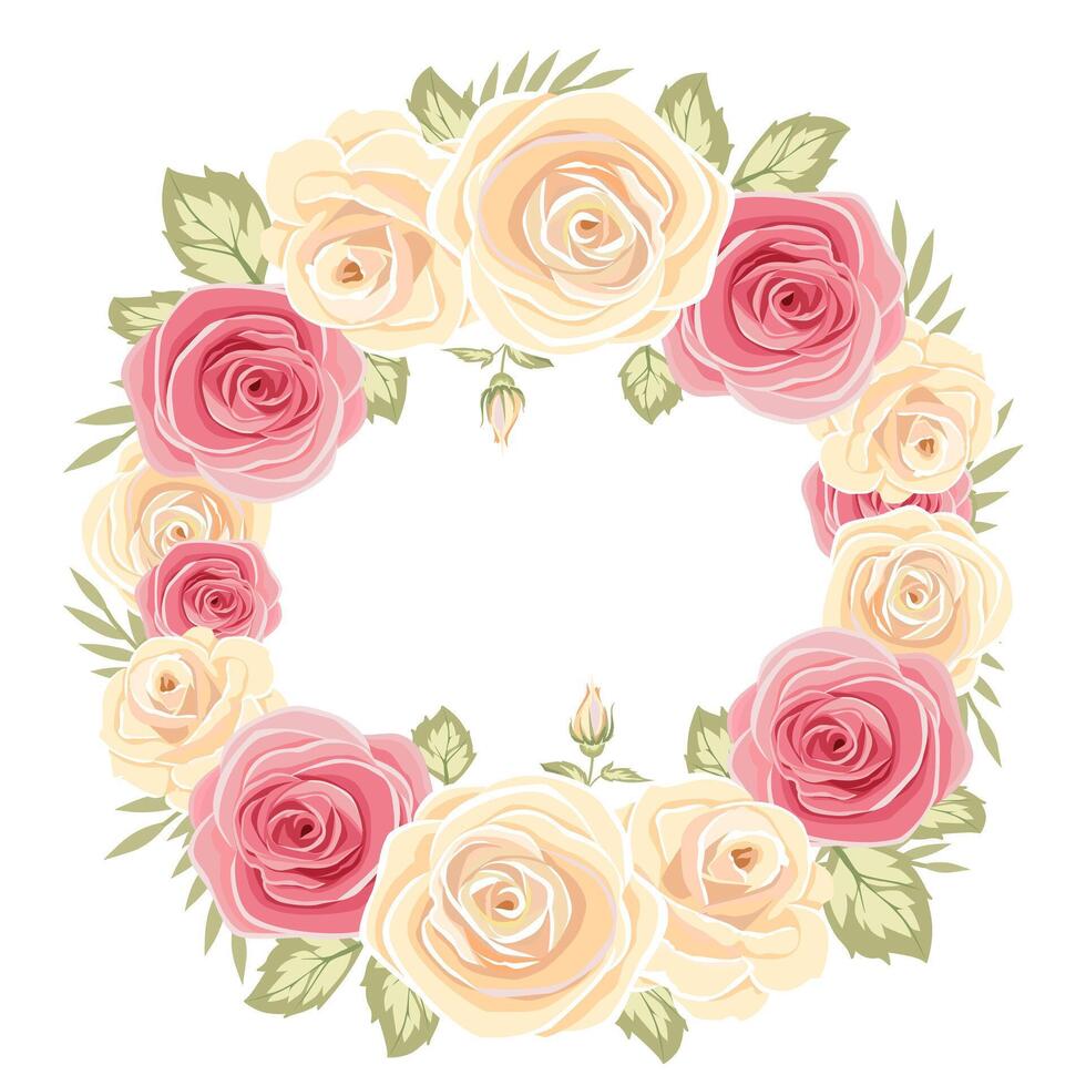 Wreath of roses on a white background vector