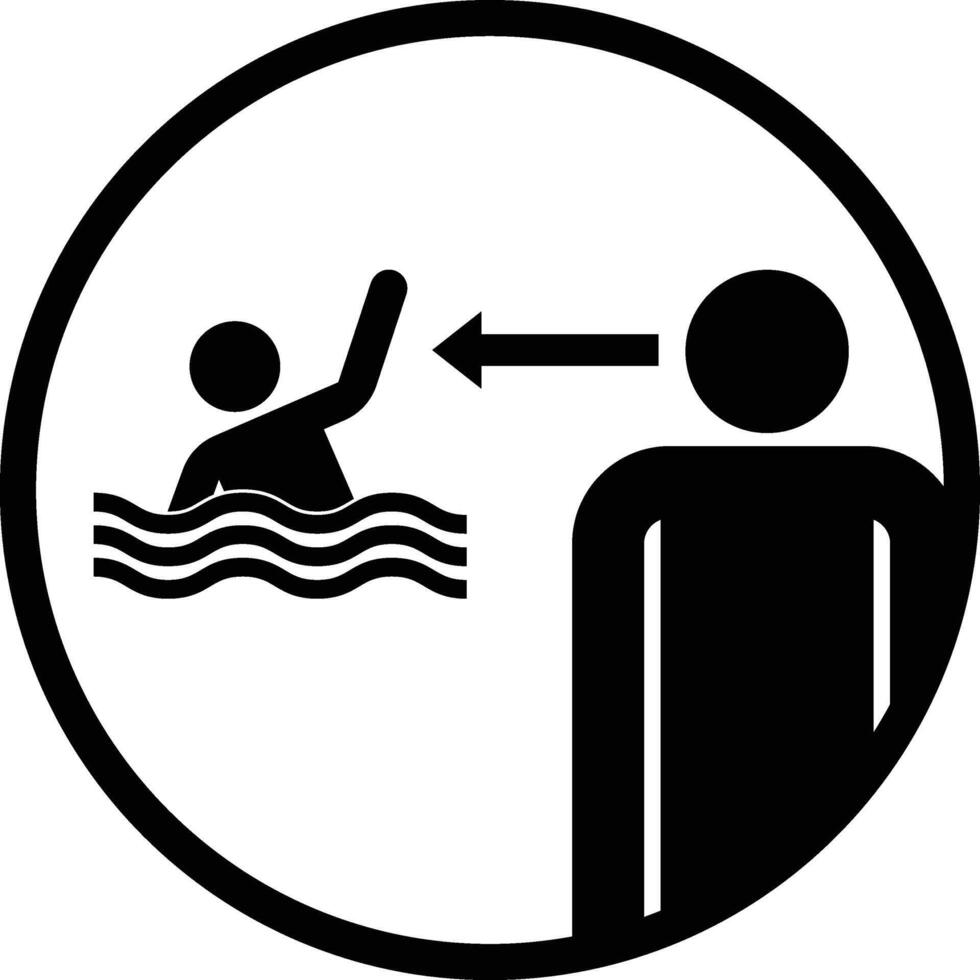Watching Over Child Swimming in Pool Icon Sign vector