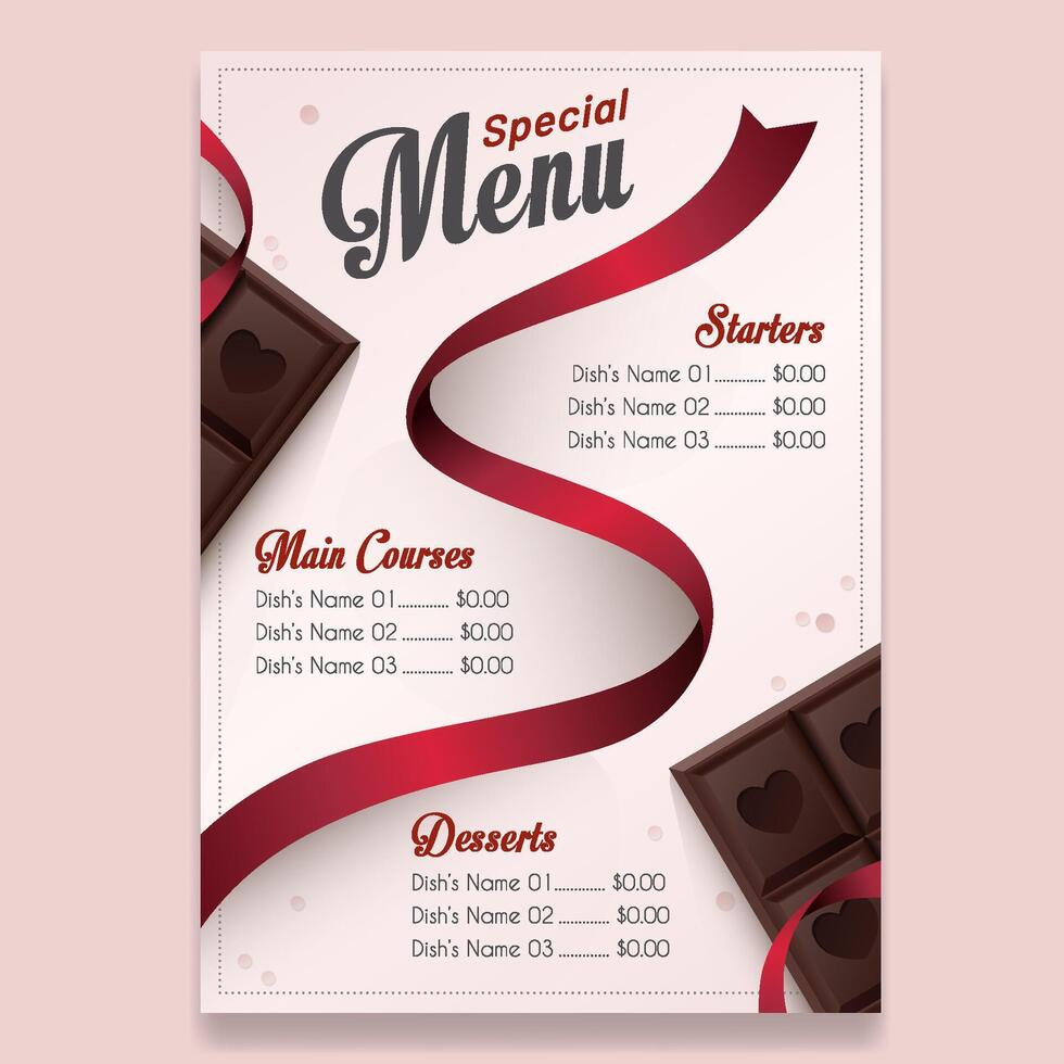 Valentine Special Menu Design vector