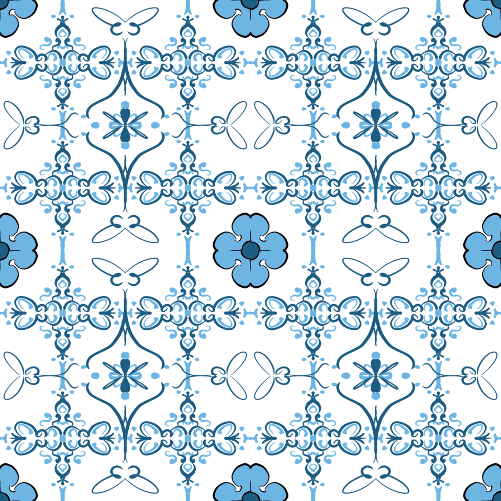 Geometric Floral Seamless Pattern in PNG Transparent background .png