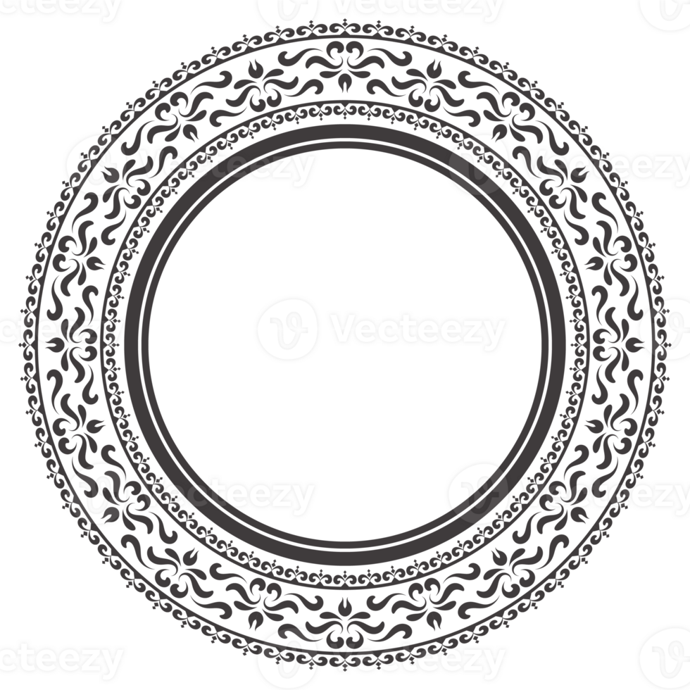 ethnique sans couture rond modèle. ancien Cadre frontière ornement. classique fleuri antique filigrane élément. baroque floral style. décoratif frontière pour cadre, textile, tissu, tapis, tapis, anneau. png
