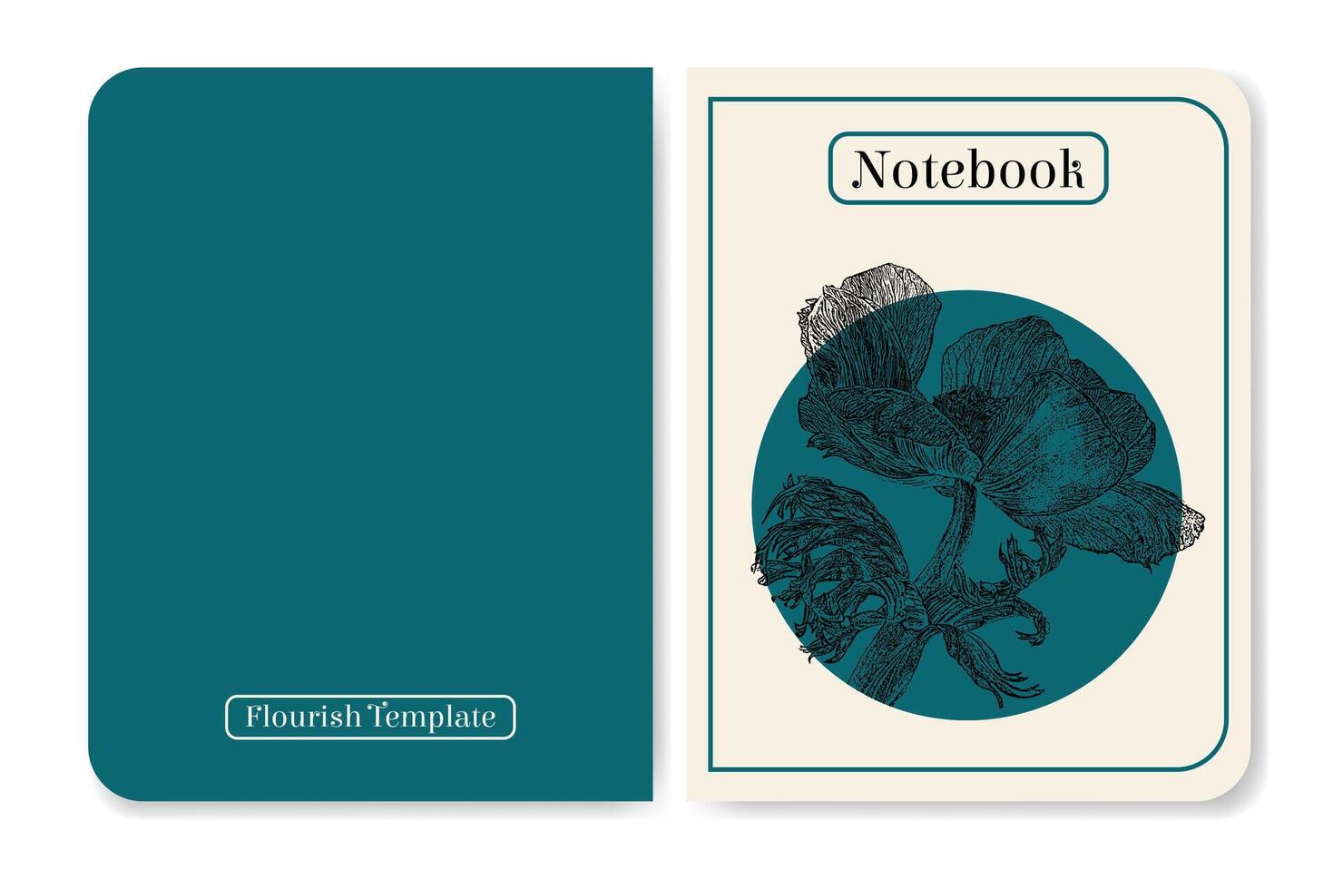 Cover page design for notebook in minimalist style. Exotic tropical anemone flower botanical illustration. vector