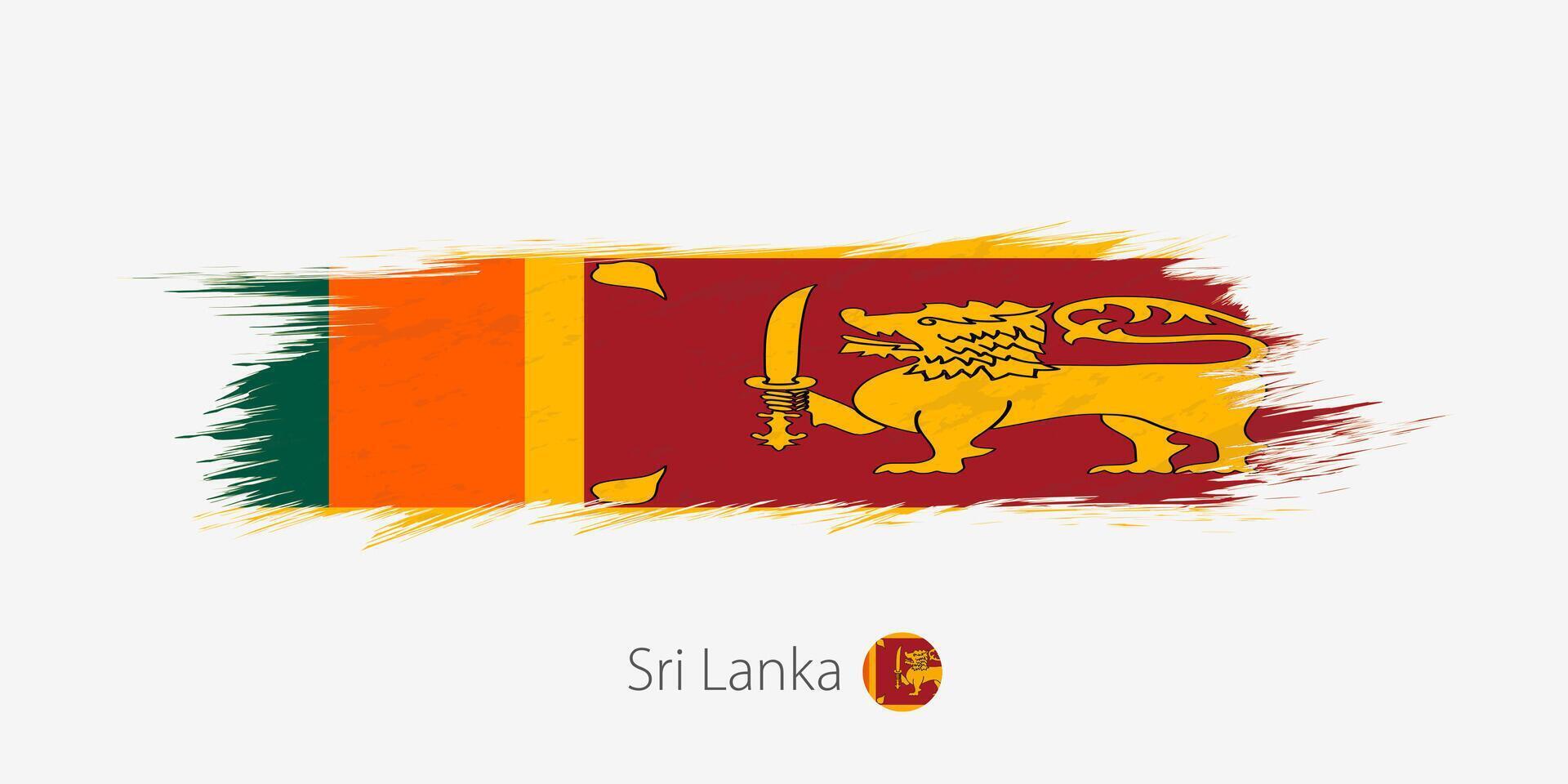 Flag of Sri Lanka, grunge abstract brush stroke on gray background. vector