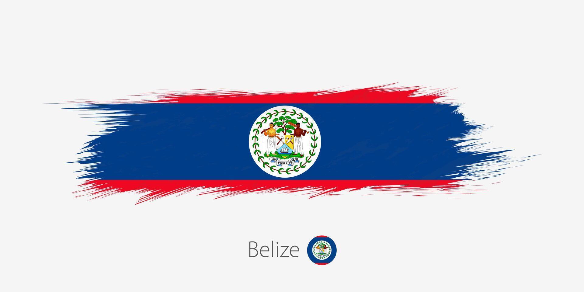 Flag of Belize, grunge abstract brush stroke on gray background. vector