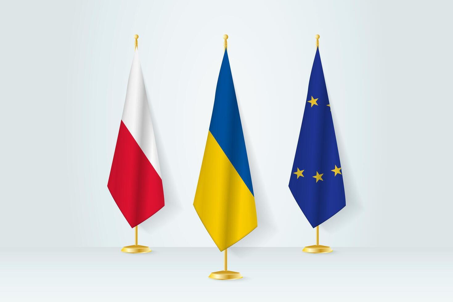 Meeting concept between Ukraine, Poland, and European Union. vector