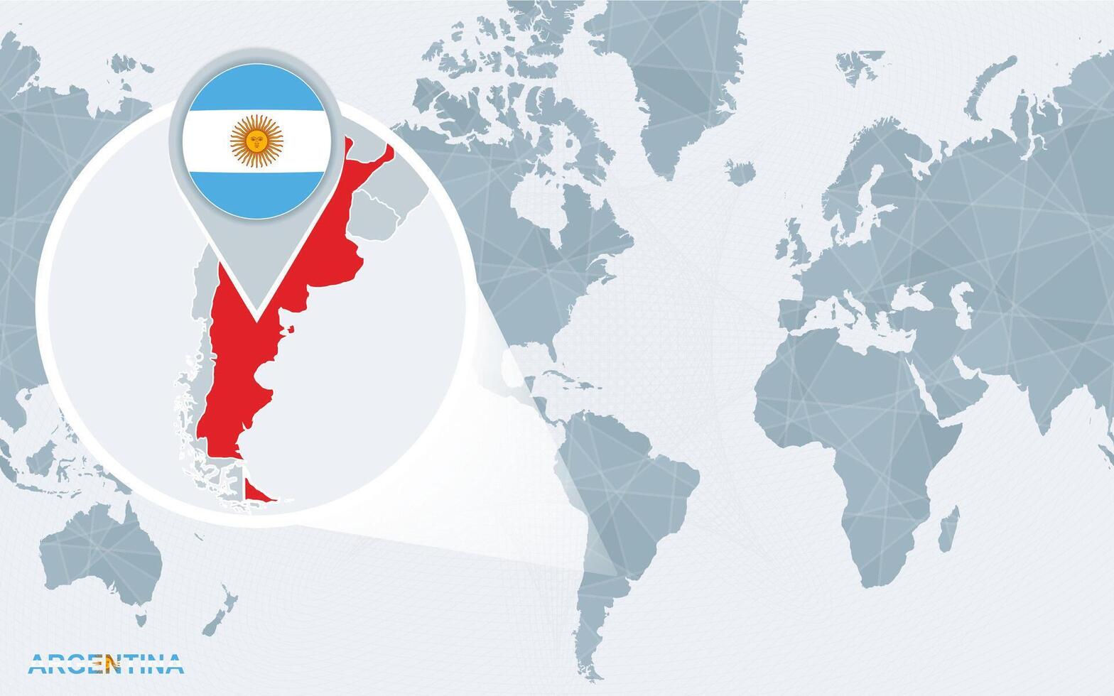 mundo mapa centrado en America con magnificado argentina. vector
