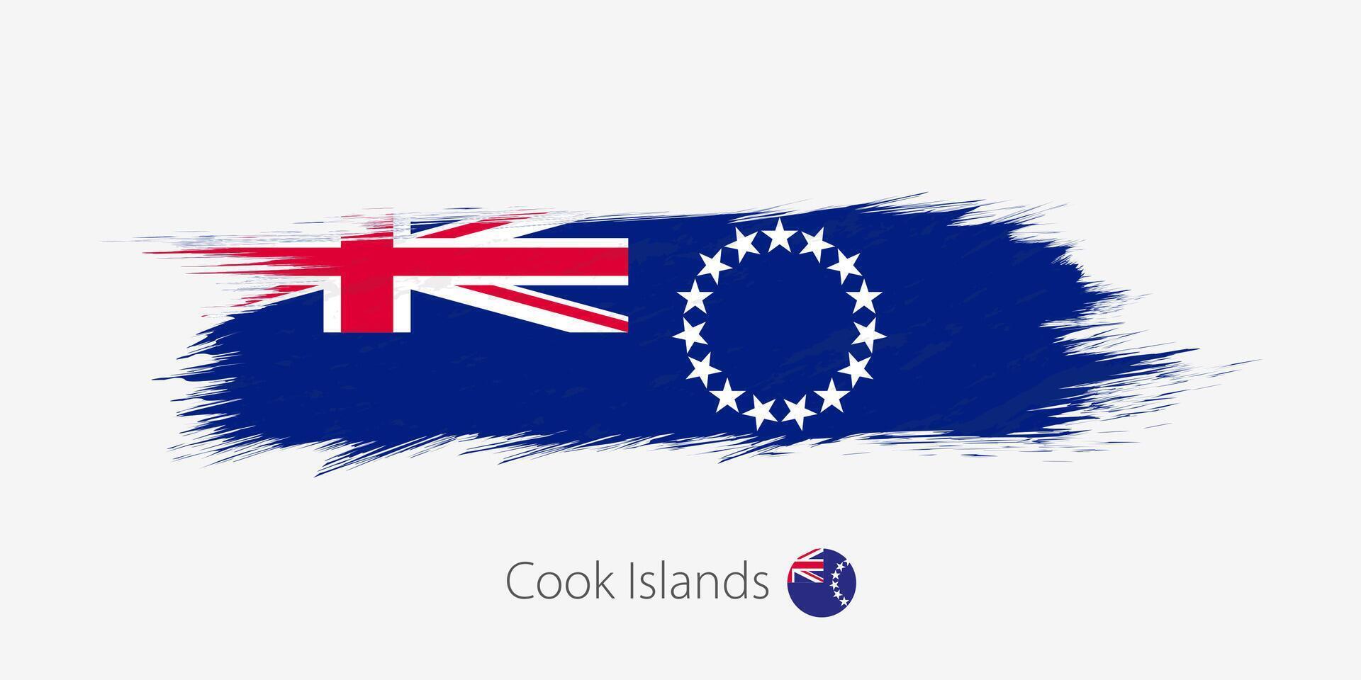 Flag of Cook Islands, grunge abstract brush stroke on gray background. vector