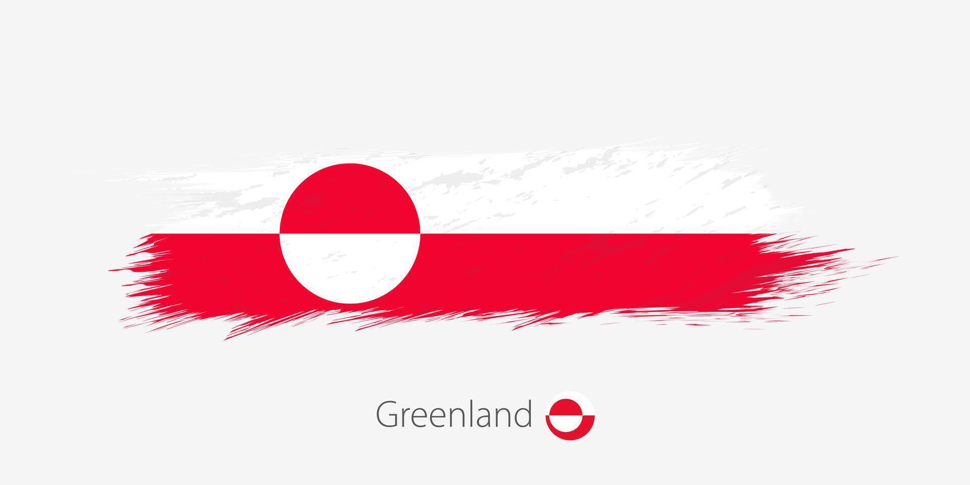 bandera de Groenlandia, grunge resumen cepillo carrera en gris antecedentes. vector