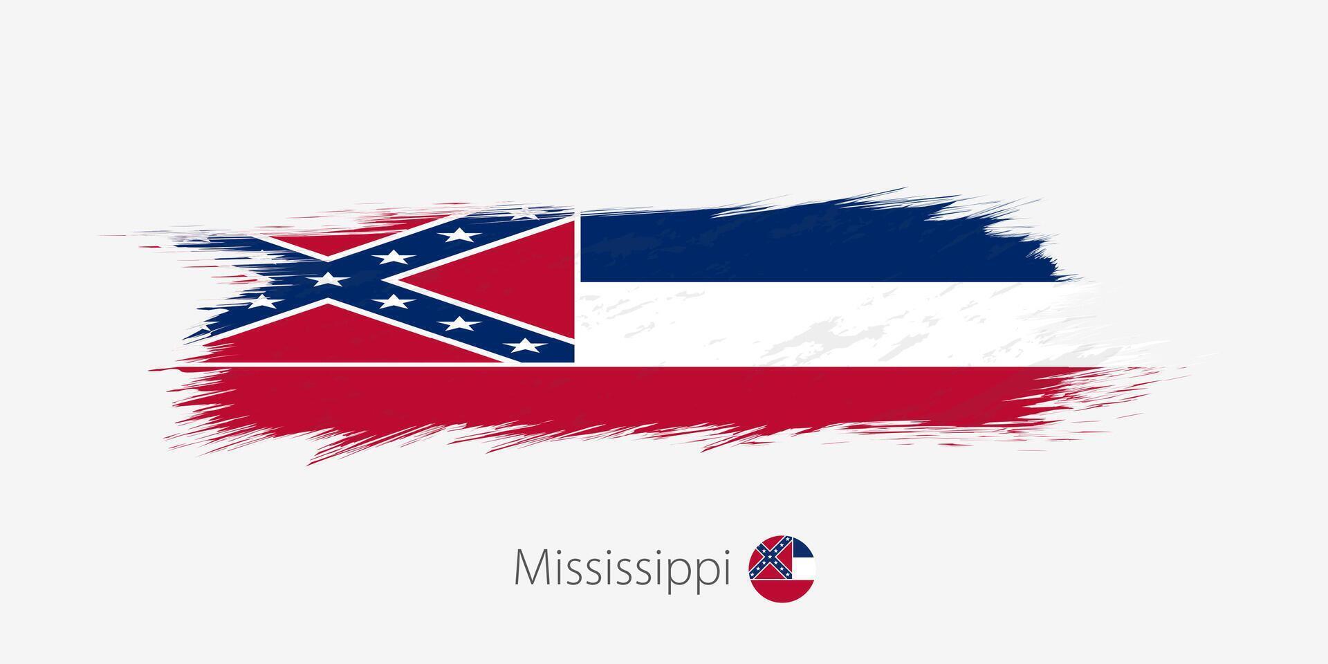 bandera de Misisipí nosotros estado, grunge resumen cepillo carrera en gris antecedentes. vector