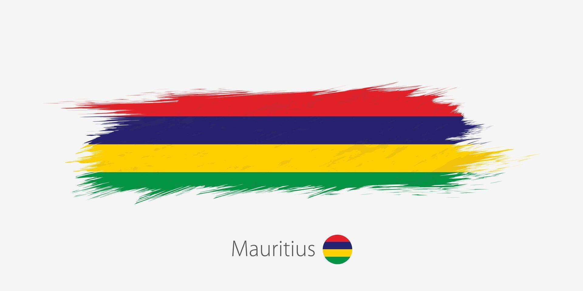 Flag of Mauritius, grunge abstract brush stroke on gray background. vector