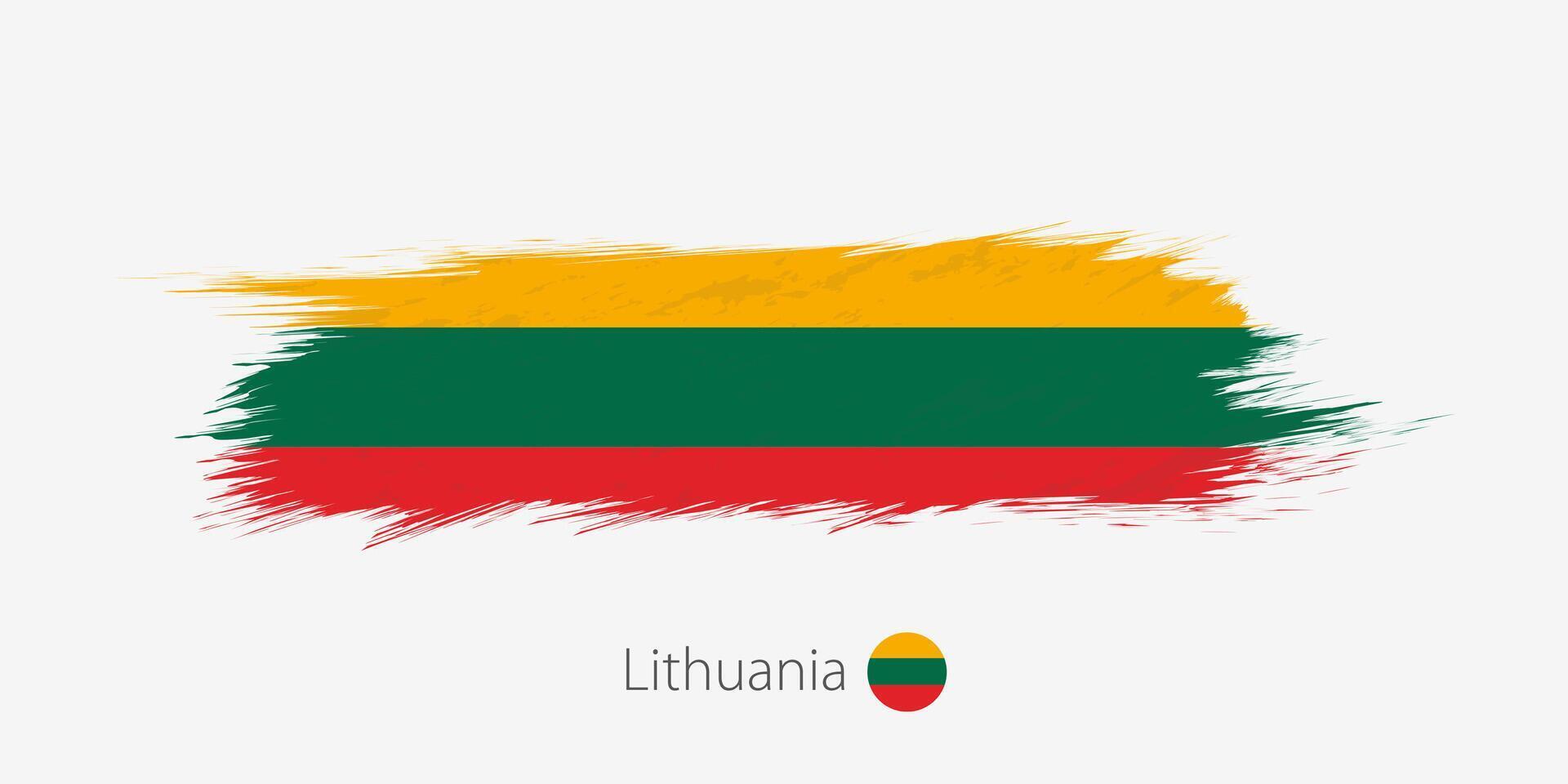 Flag of Lithuania, grunge abstract brush stroke on gray background. vector