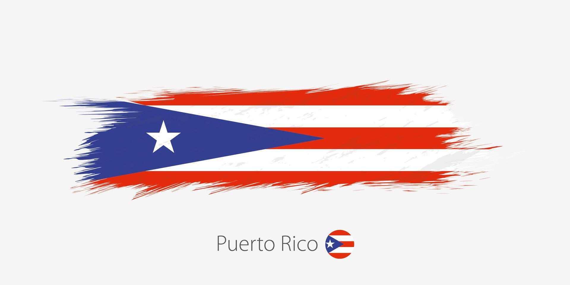 Flag of Puerto Rico, grunge abstract brush stroke on gray background. vector