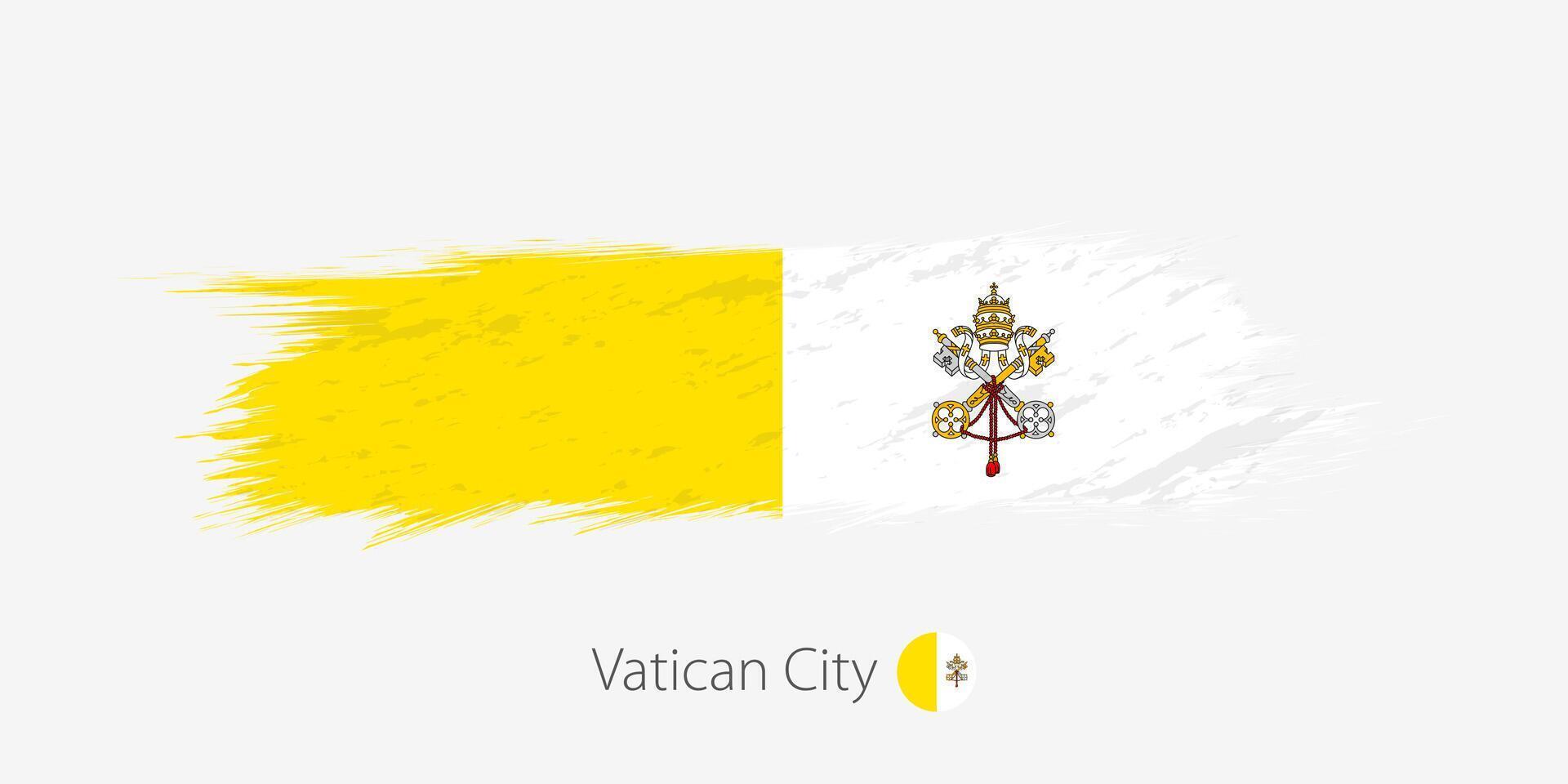 Flag of Vatican City, grunge abstract brush stroke on gray background. vector