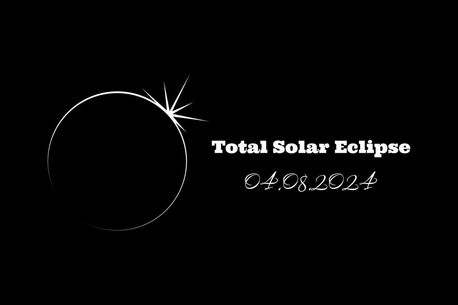 April 8th 2024 total solar eclipse illustration vector