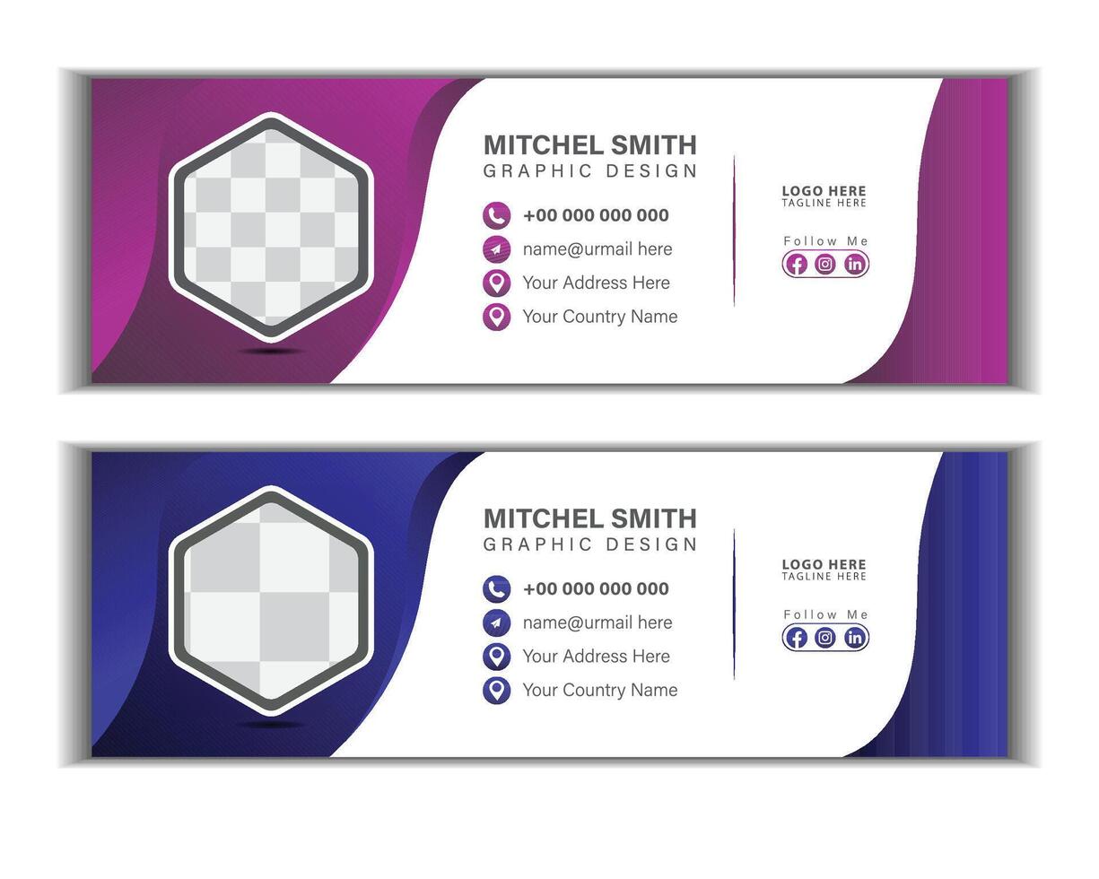 Modern Email signature template design layout. Corporate email signature for all business with white background, unique vector design template.