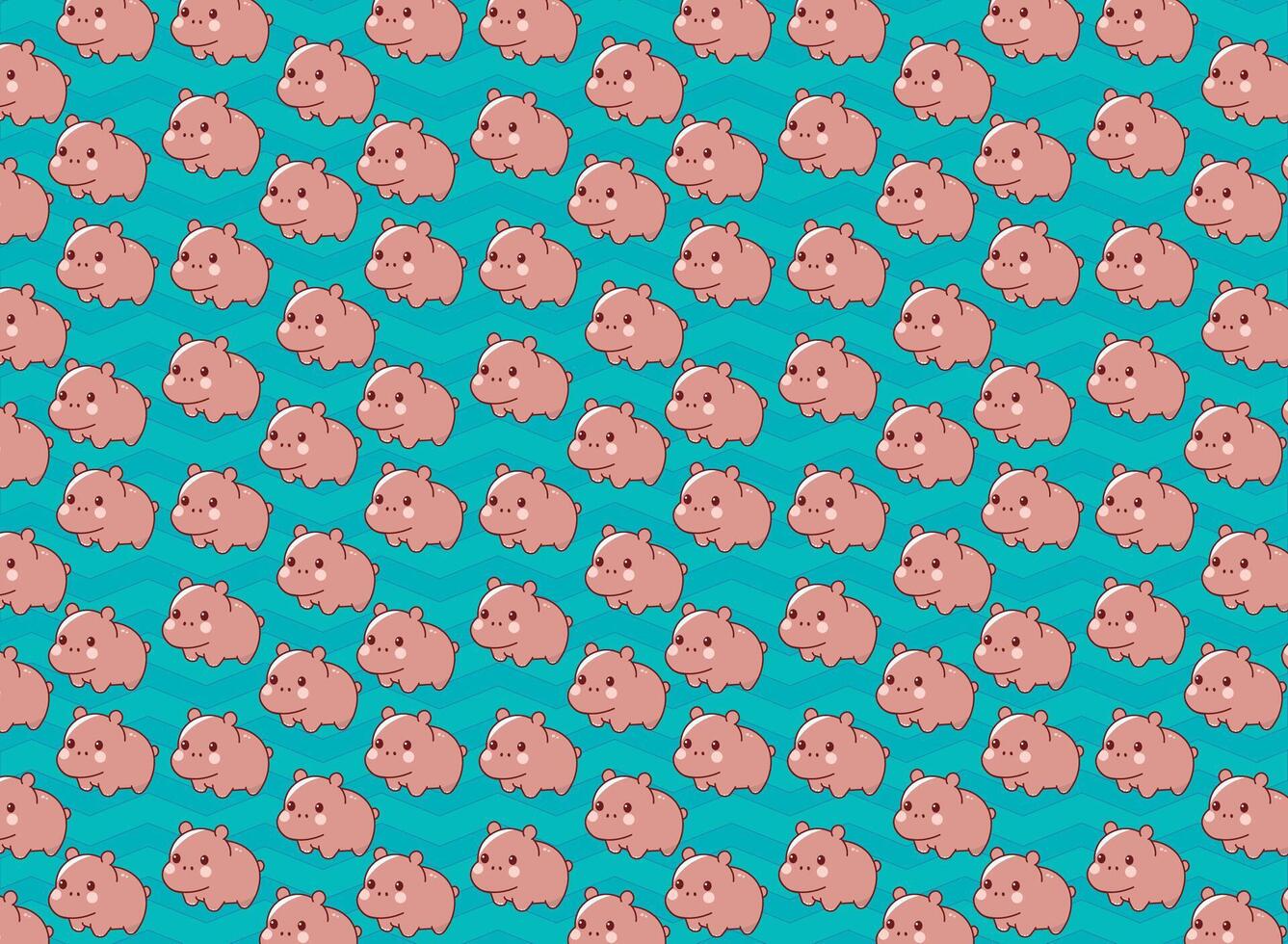 Cute hippo pattern vector illustration for children's backgrounds, books, fabrics