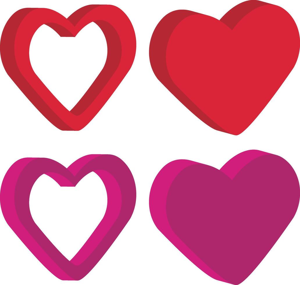 3d corazón, vector ilustración, icono, San Valentín día