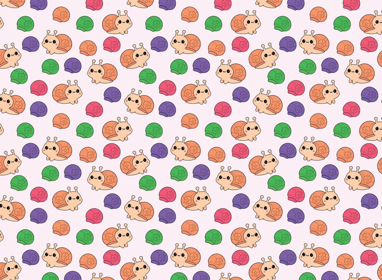 Snail pattern, vector illustration, background, fabric texture cute pattern