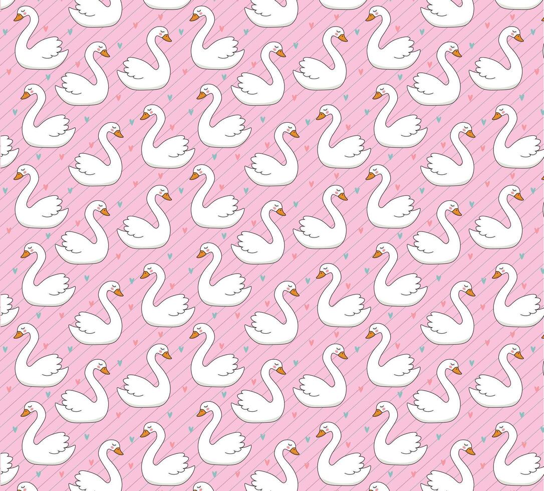 Swan pattern background, for backgrounds, textures, fabrics, pattern with swan couple with a very harmonious color palette vector