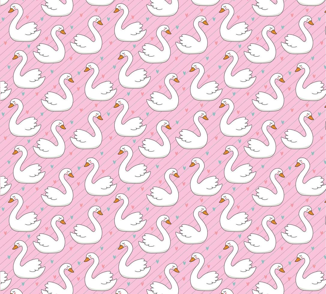 Swan pattern background, for backgrounds, textures, fabrics, pattern with swan couple with a very harmonious color palette vector