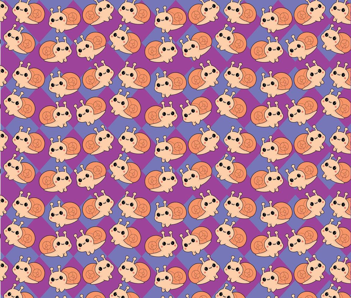 Snail pattern, vector illustration, background, fabric texture cute pattern