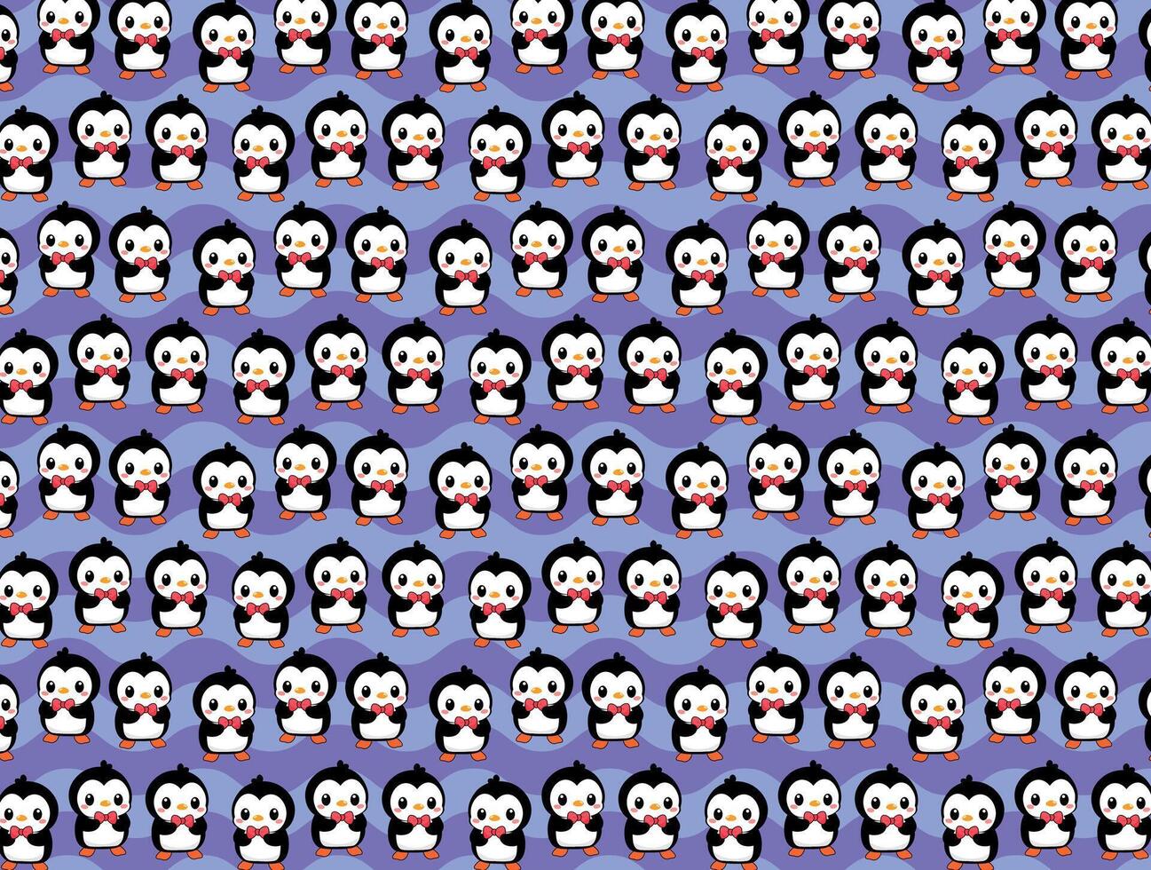 Penguin pattern, illustration, vector texture and background