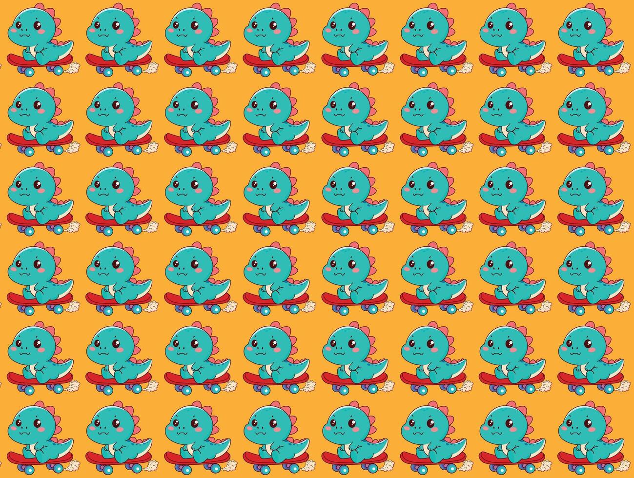 Dinosaur with skateboard illustration, pattern, vector, for backgrounds, children's fabric textures vector