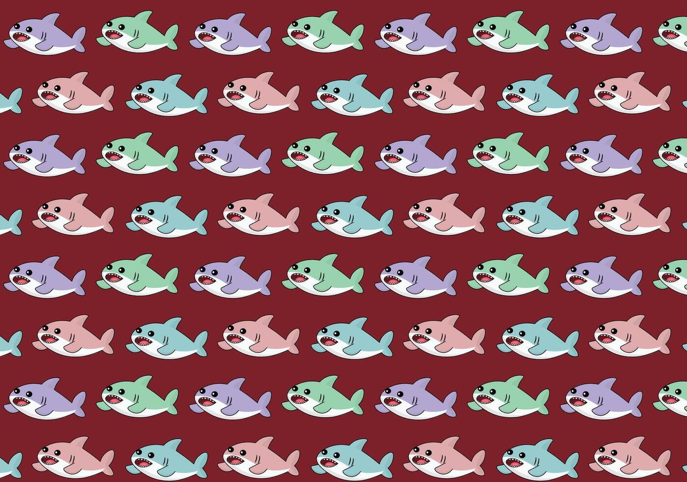 Cute shark illustration vector, pattern, background vector