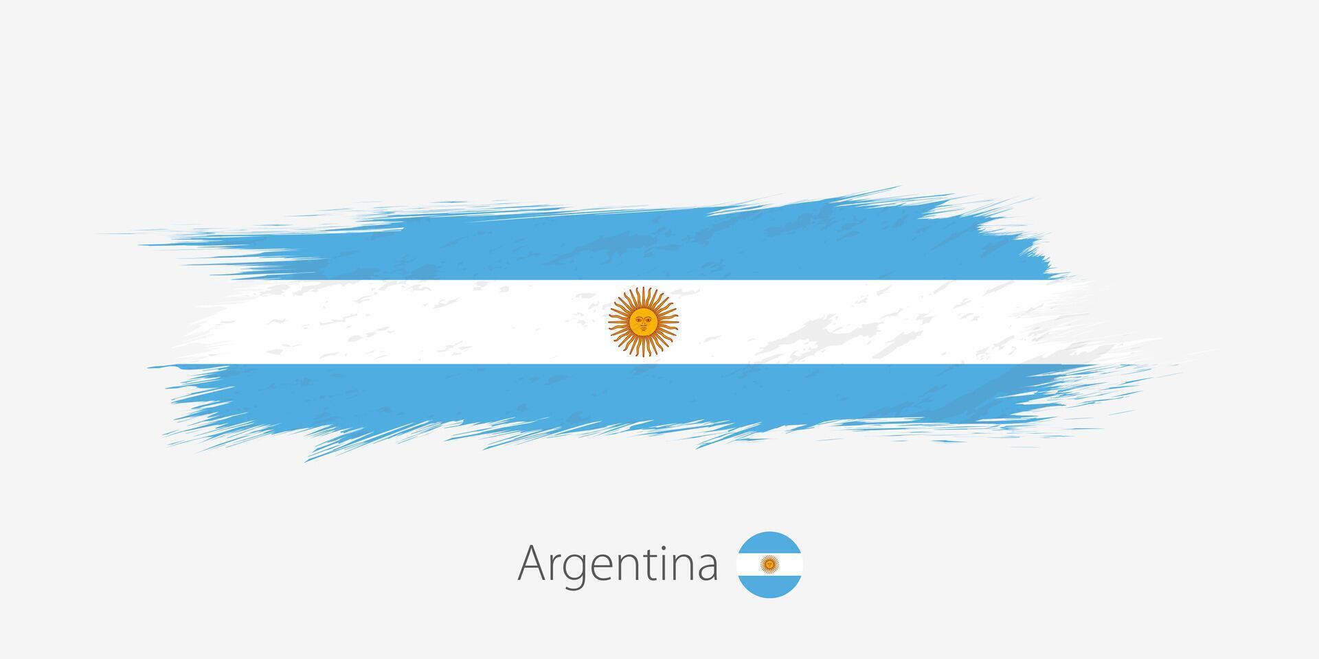 Flag of Argentina, grunge abstract brush stroke on gray background. vector