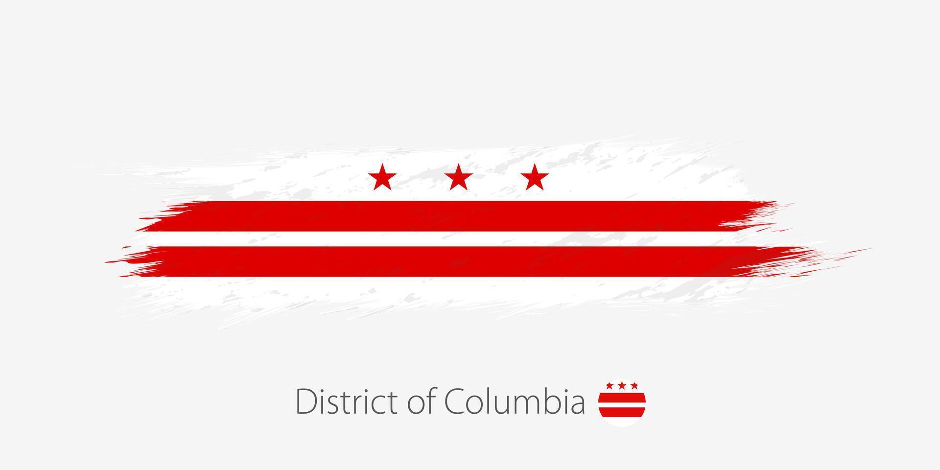 Flag of District of Columbia, grunge abstract brush stroke on gray background. vector