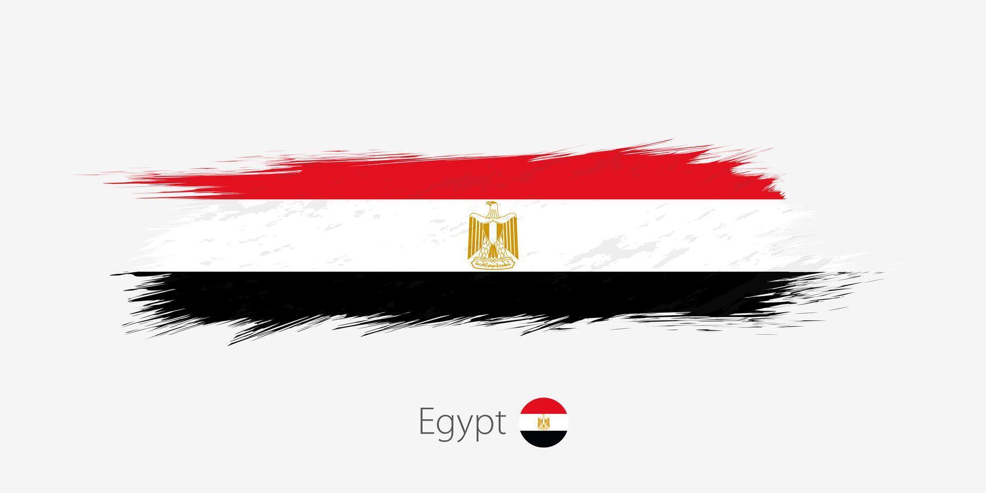 Flag of Egypt, grunge abstract brush stroke on gray background. vector