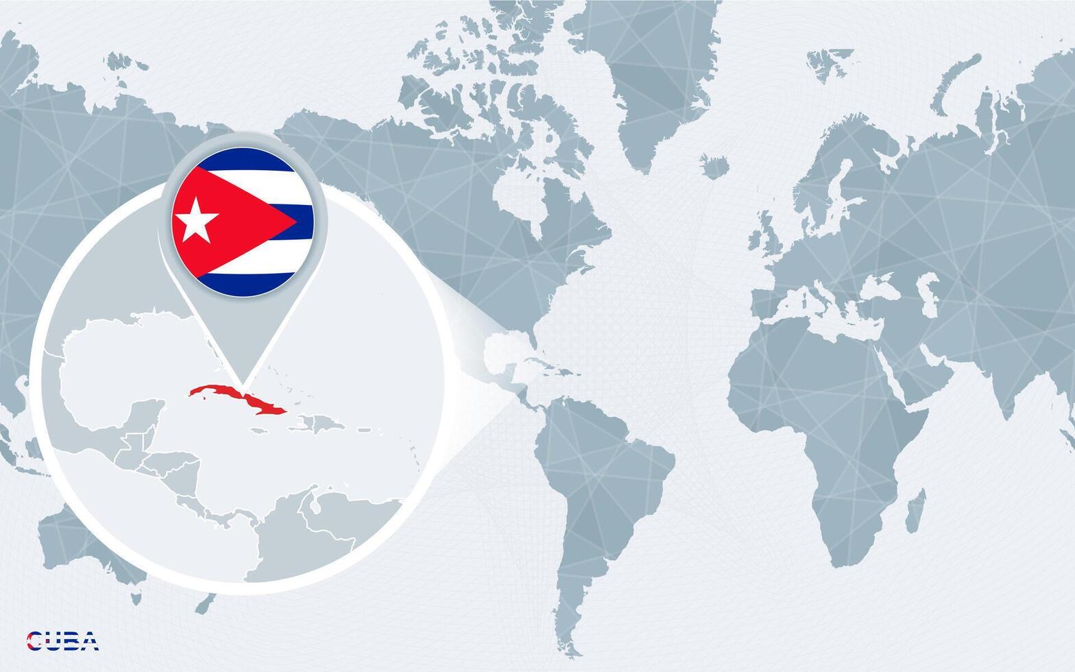 mundo mapa centrado en America con magnificado Cuba. vector