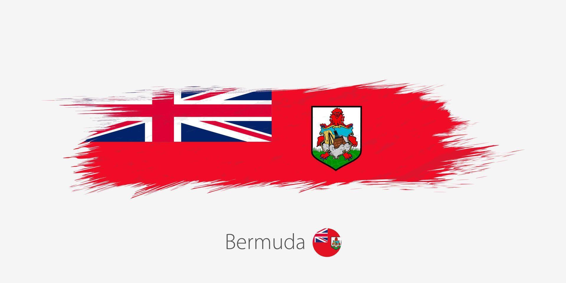 bandera de islas Bermudas, grunge resumen cepillo carrera en gris antecedentes. vector