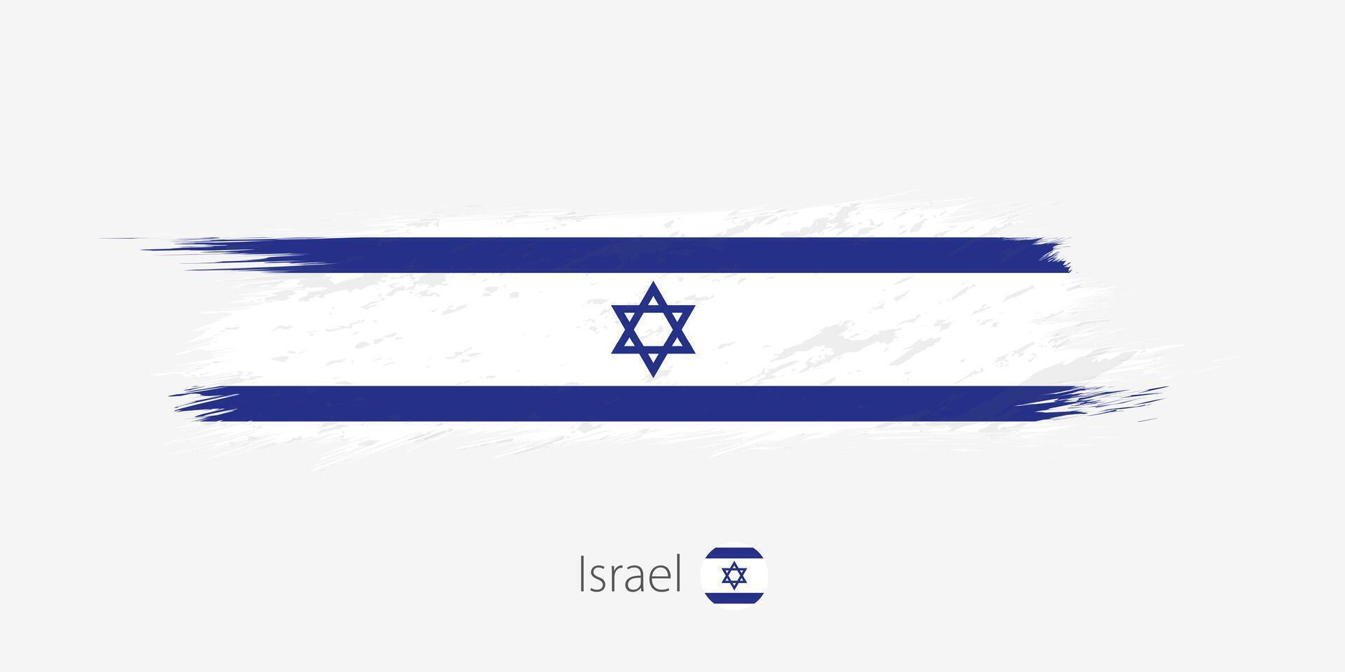 Flag of Israel, grunge abstract brush stroke on gray background. vector