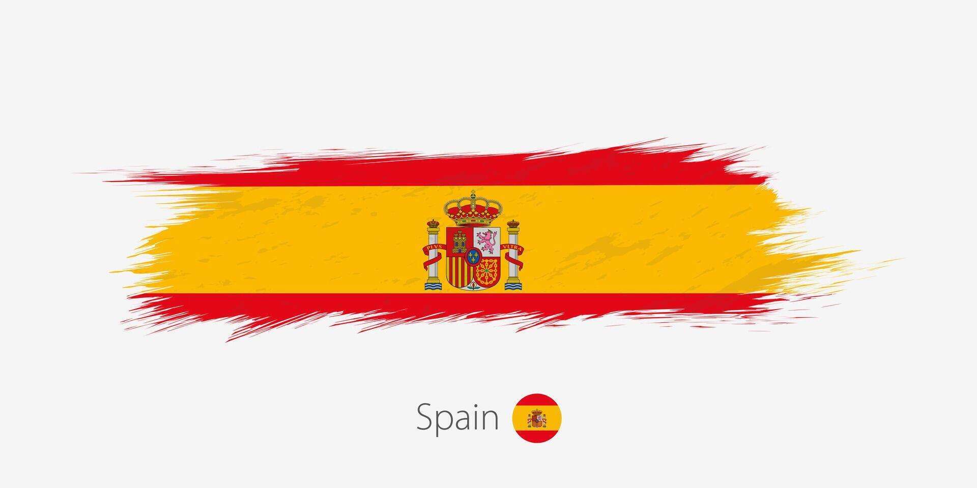 Flag of Spain, grunge abstract brush stroke on gray background. vector