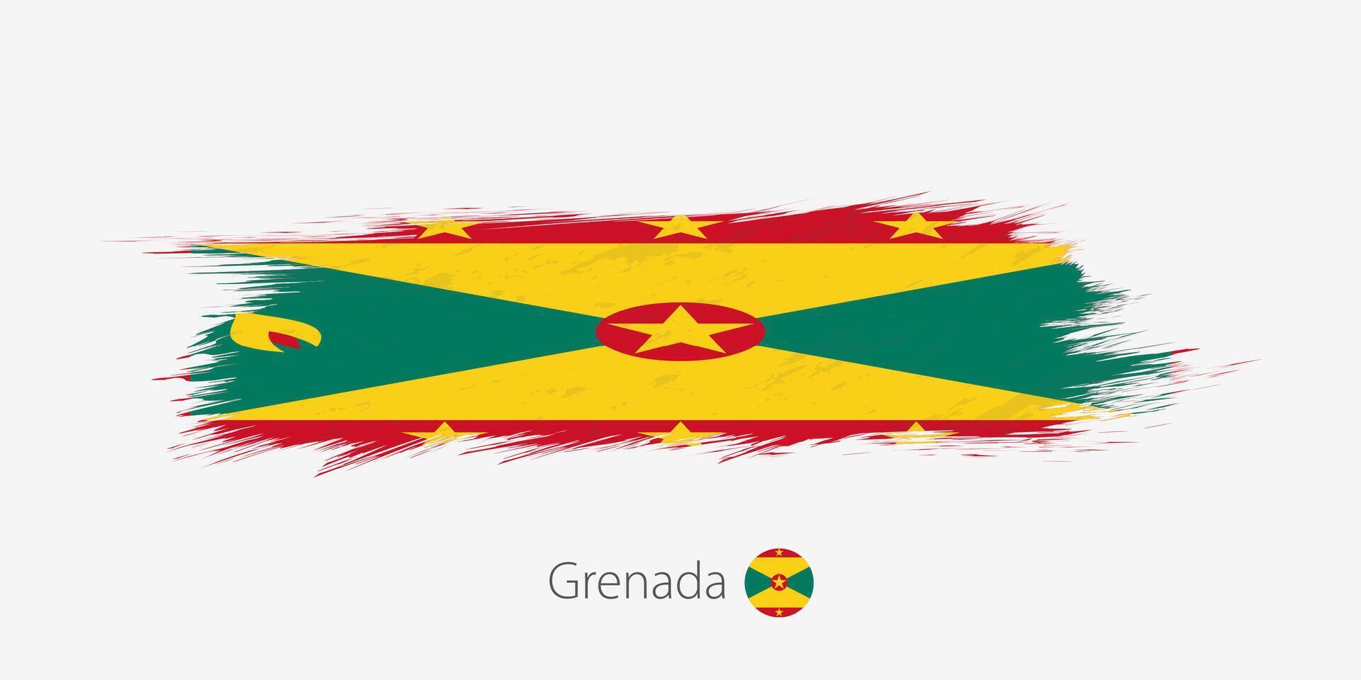 bandera de Granada, grunge resumen cepillo carrera en gris antecedentes. vector