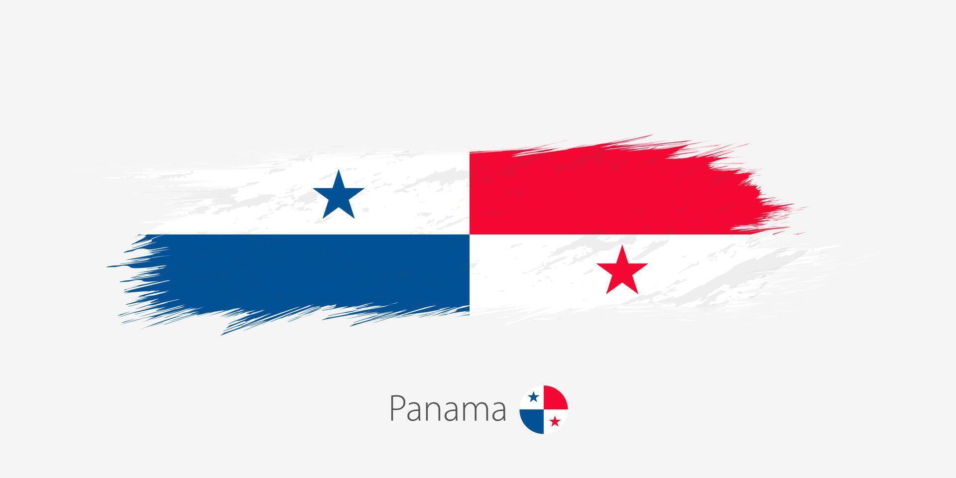 Flag of Panama, grunge abstract brush stroke on gray background. vector