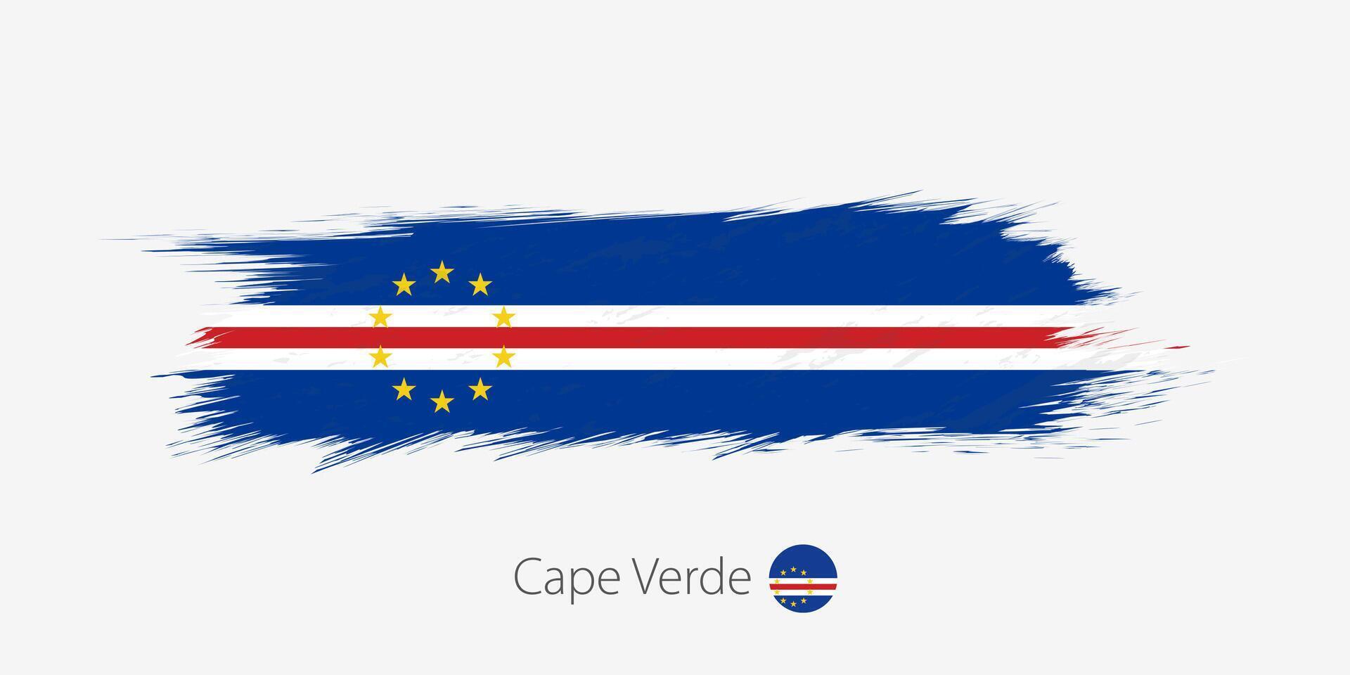 Flag of Cape Verde, grunge abstract brush stroke on gray background. vector