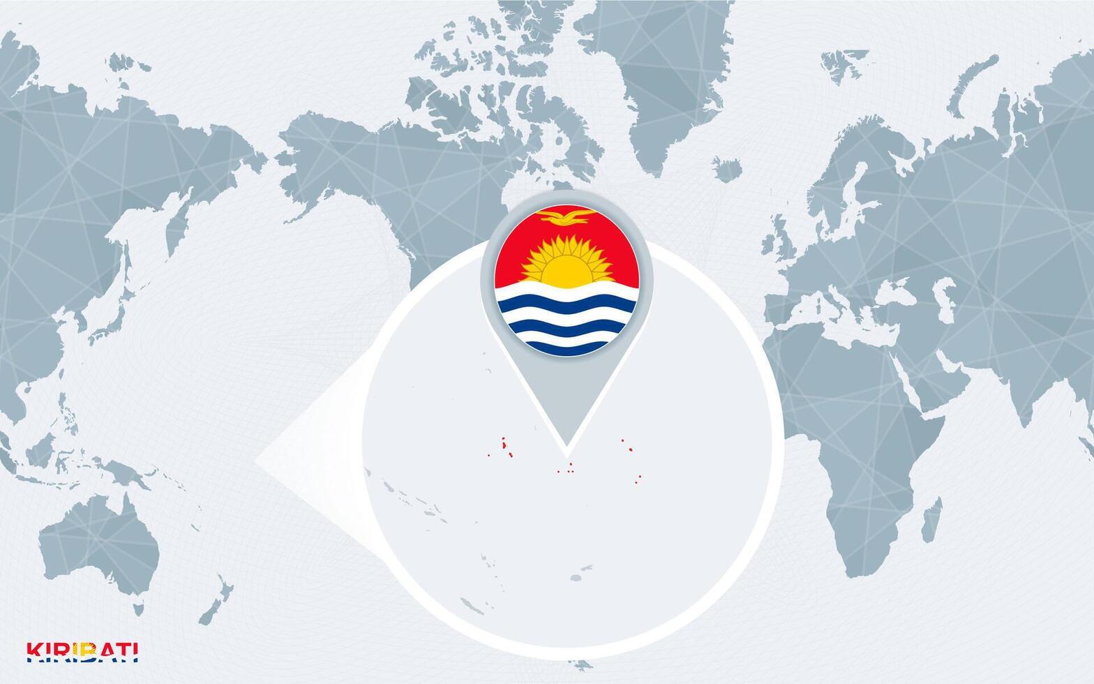 mundo mapa centrado en America con magnificado kiribati vector