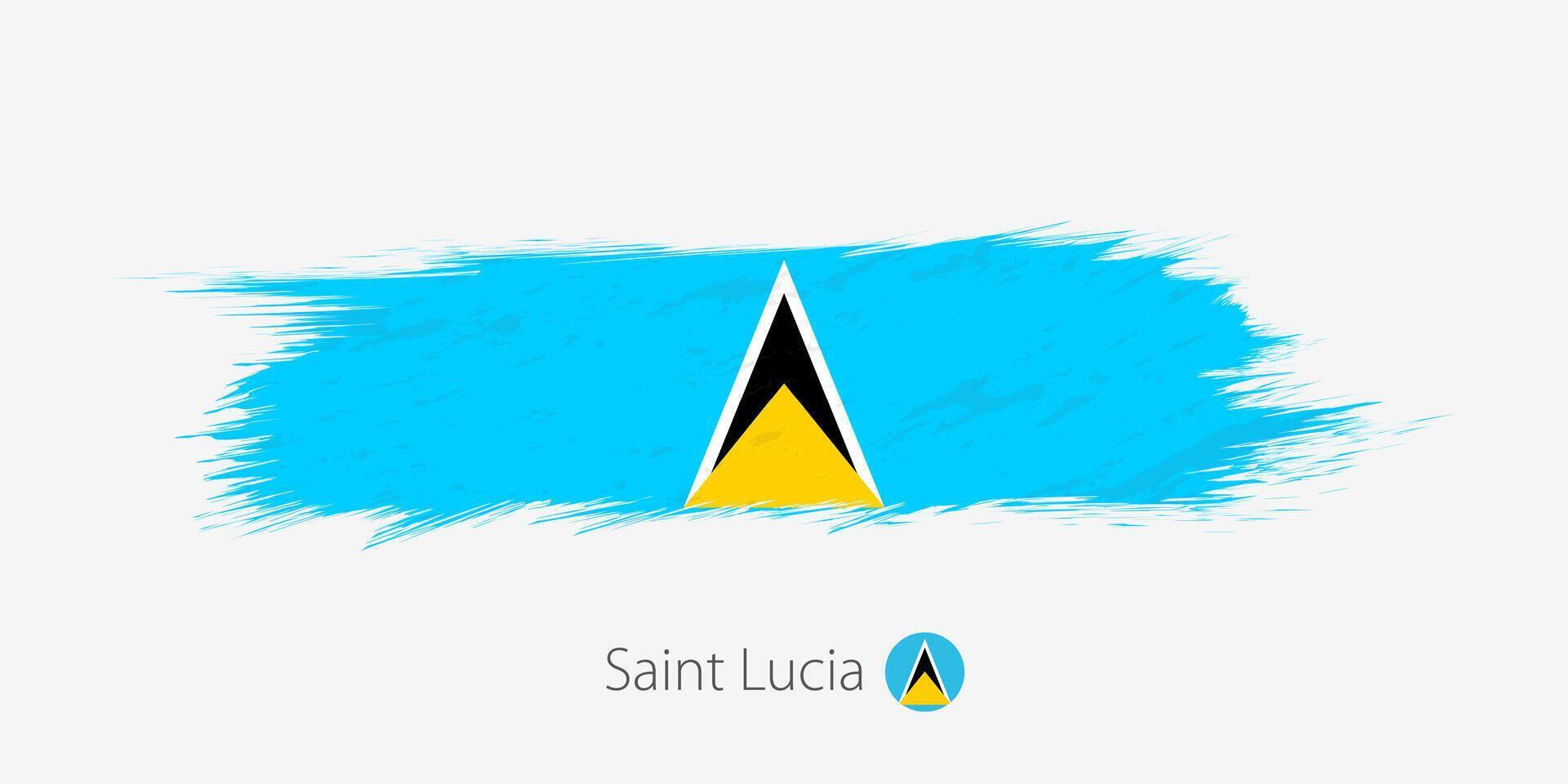 Flag of Saint Lucia, grunge abstract brush stroke on gray background. vector