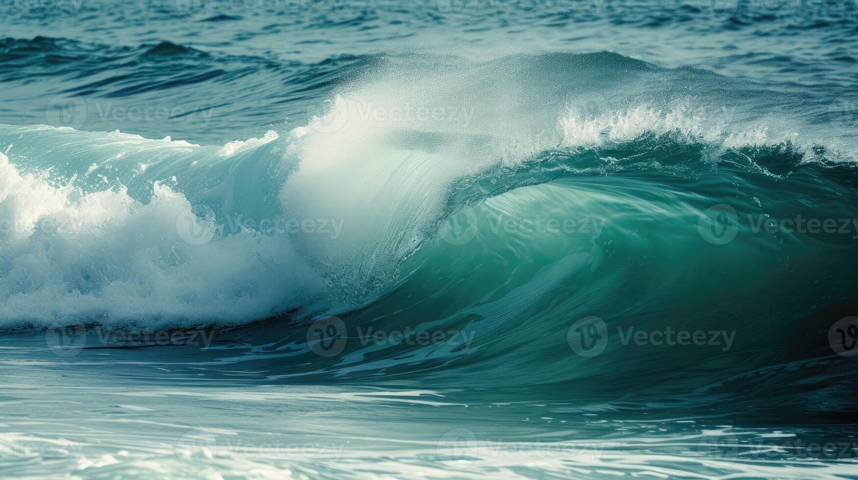 AI generated Clean ocean waves rolling, a soothing and rhythmic display of nature's serenity, Ai Generated. photo