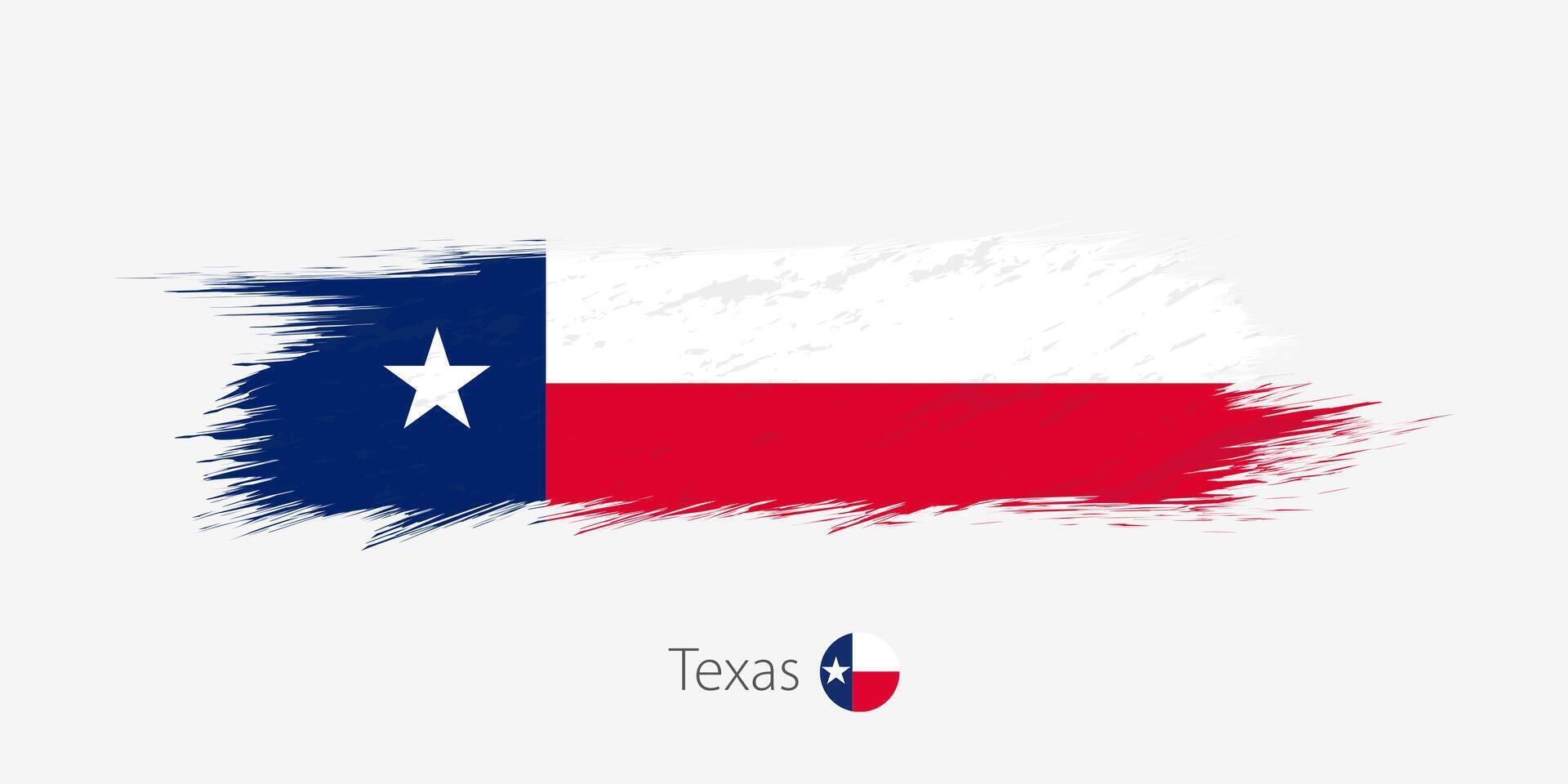 Flag of Texas US State, grunge abstract brush stroke on gray background. vector